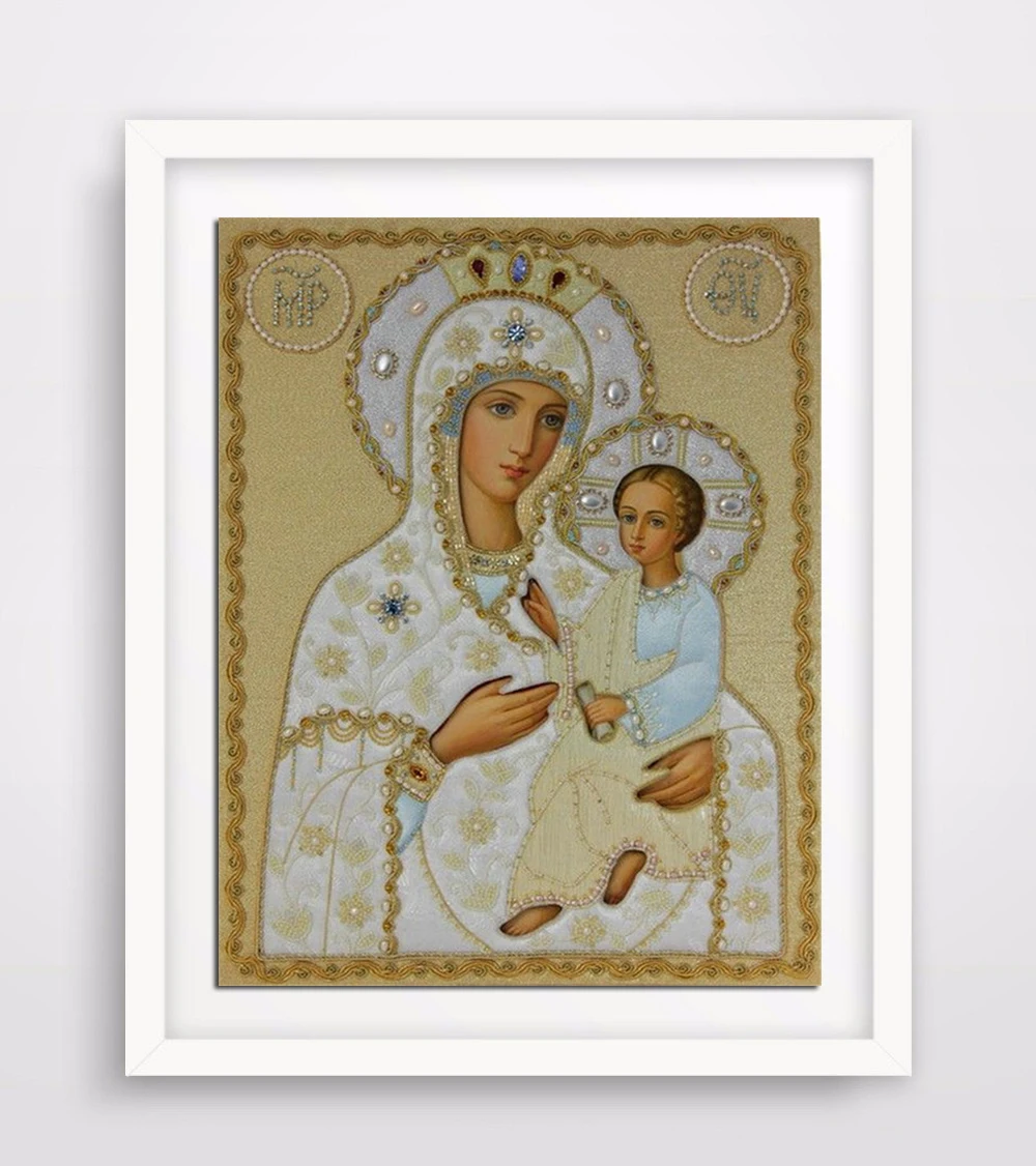 Алмазная вышивка 5D с мотивом религии сделай сам крестиком Дева Мария и дети