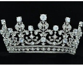 Серебряный головной убор для невесты тиара Корона Хрустальный конкурс свадебные