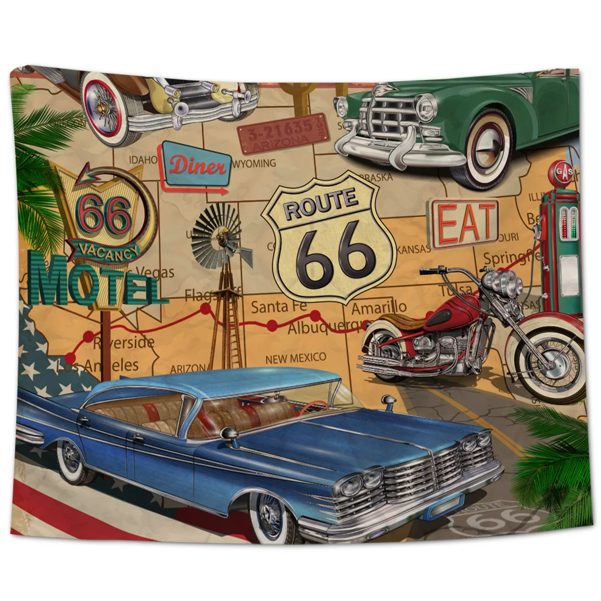 Ретро Route 66 плакат настенный Декор стены арт занавеска одеяло постельные