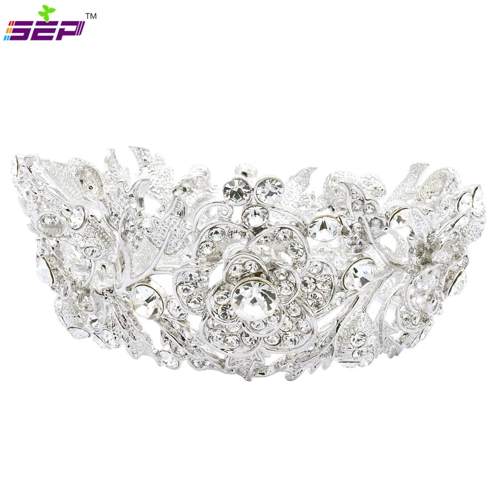 

Real Austrian Crystals Round Flower Tiaras Mini Crown for Little Girl Wedding Hair Jewelry Accessories Birthday Gift SHA8654A