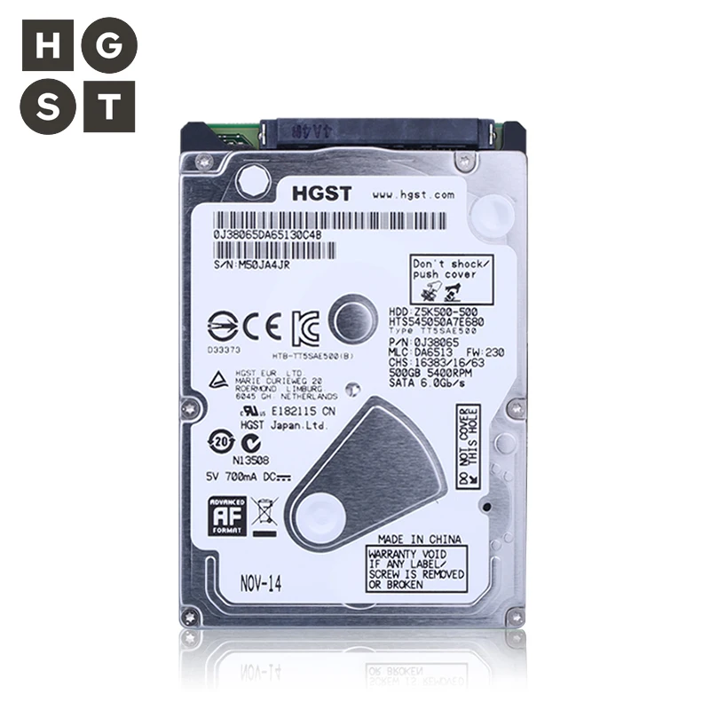 HGST внутренний жесткий диск для ноутбука 500 GB 2 5 &quotSata 3 0 ГБ/сек. 5400 5400rpm 8 Mb HTS545050A7E380 7