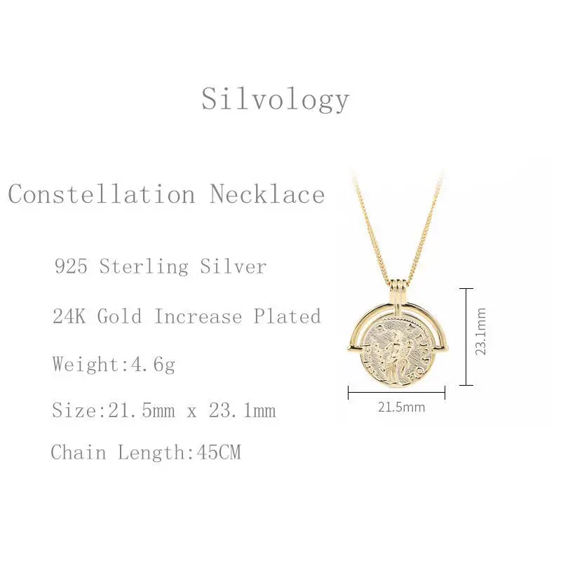 Silvology, 925 пробы, серебряное ожерелье с подвеской в виде созвездия, золото, креативная текстура, Женское Ожерелье, вечерние, новинка 925, ювелирное изделие