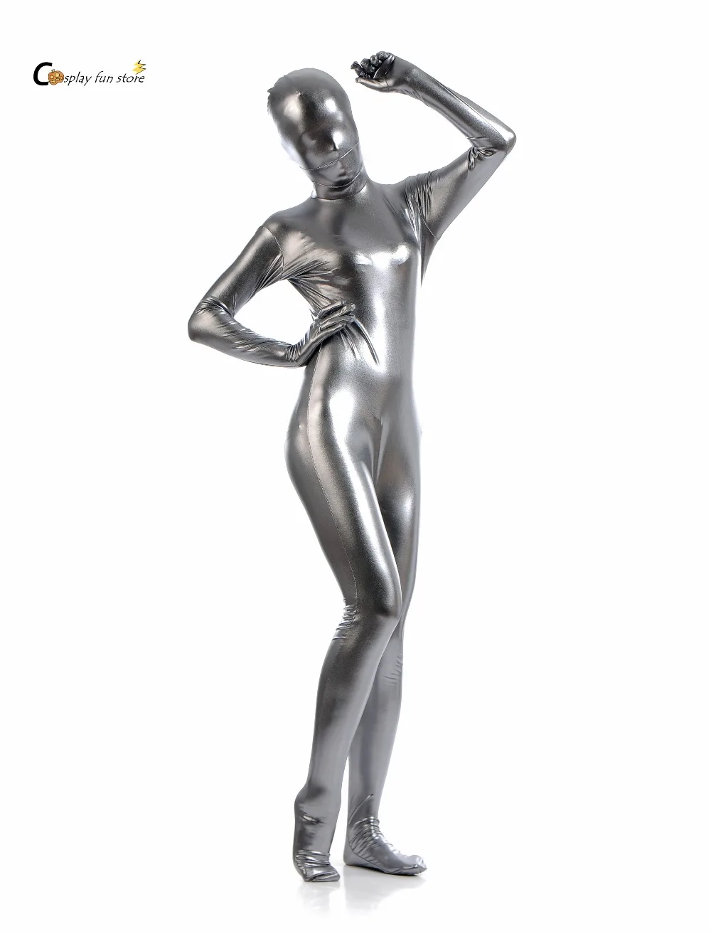 2018 Бесплатная доставка боди блестящий металлик серый женский комбидресс с