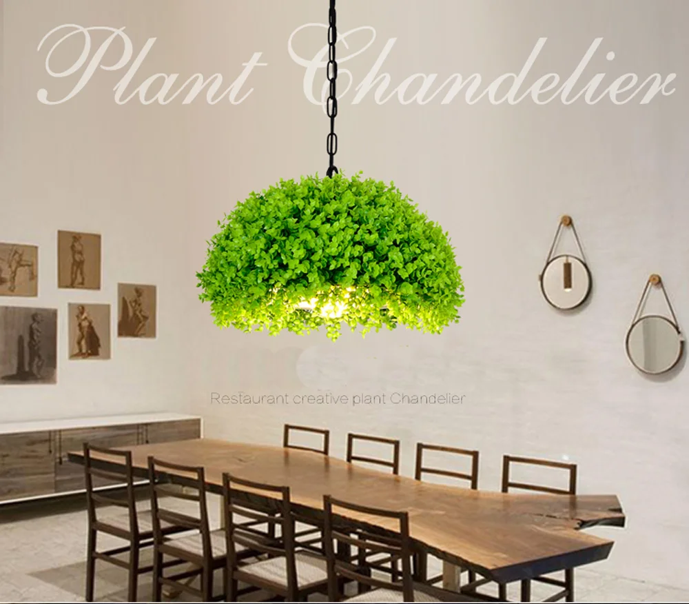 Декоративные растения подвесной светильник полукруглый зеленый Подвеска с