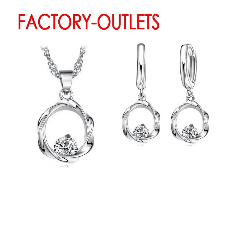 925 Sterling Silver Bridal Jewelry Sets Classic Round CZ Cubic Zirconia Women Girls Engagement Anniversary Wholesale
