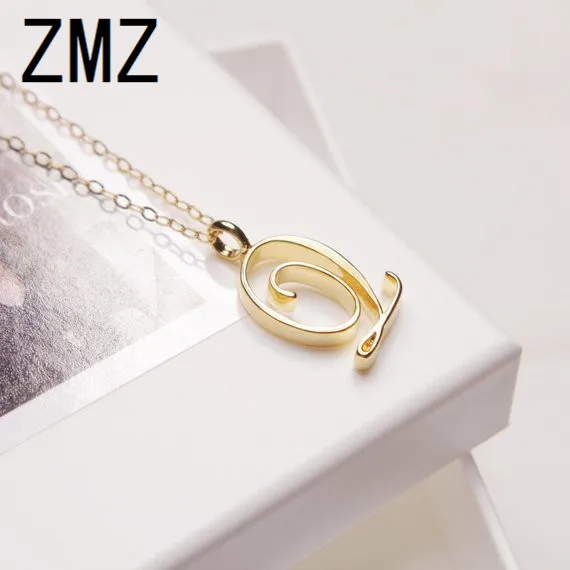 

ZMZ 30pcs/lot 2019 Europe/US fashion English letter pendant lovely letter Q text necklace gift for mom/girlfriend party jewelry