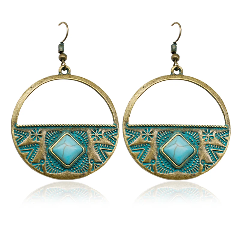 Популярные круглые полуполые серьги ромб в ретро стиле индивидуальные