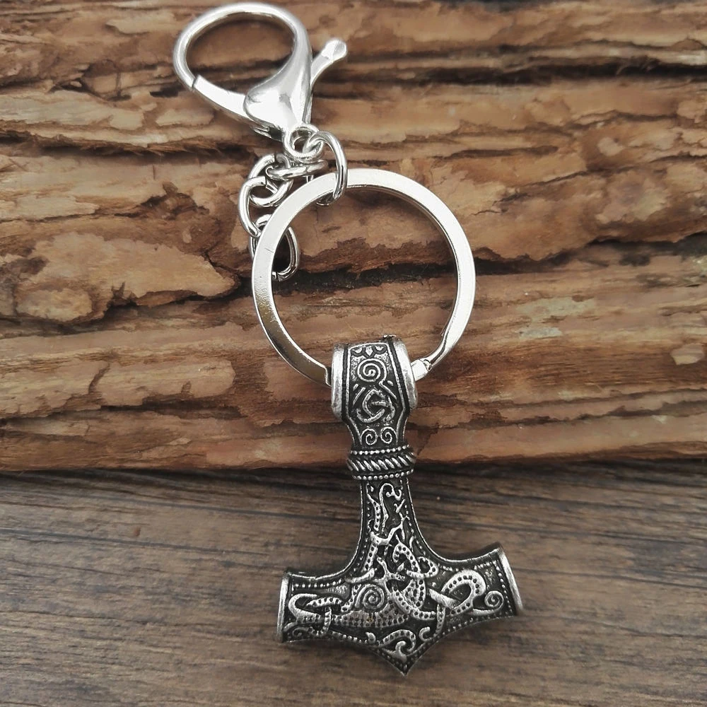 Брелок SanLan 1 шт. Thor the Norse God of Thunder Viking Thors Hammer серебряный цвет Mjolnir