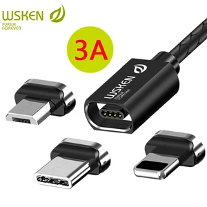 Кабель для быстрой зарядки WSKEN X1, USB Type-CMicro USBLightning, 5В3A, магнитный, 1м, черныйкрасный