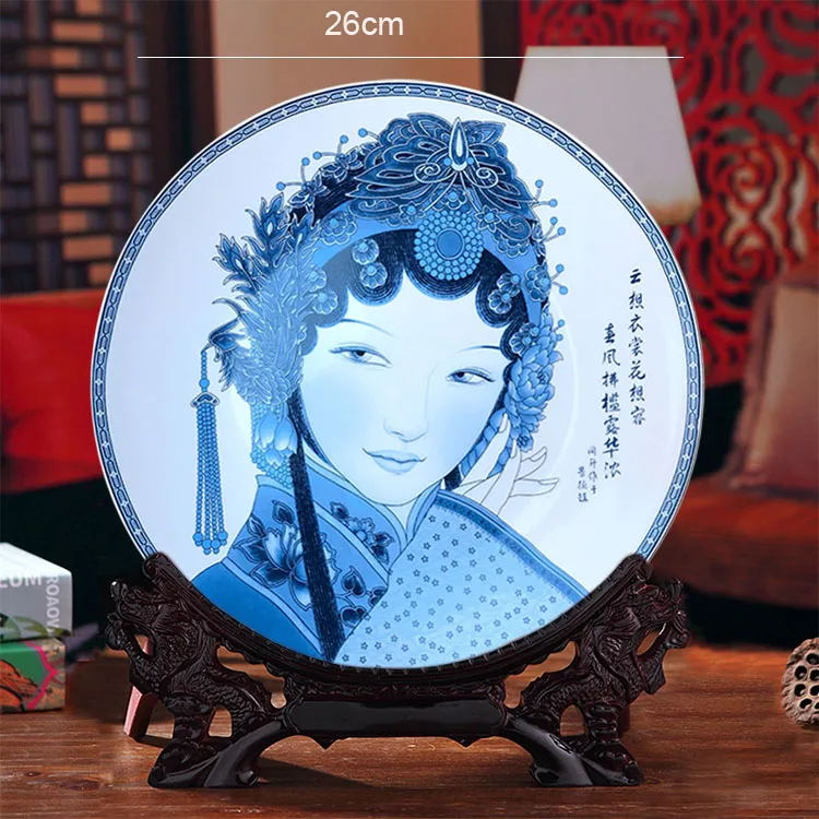 Сине белая керамическая декоративная тарелка Jingdezhen китайская домашняя