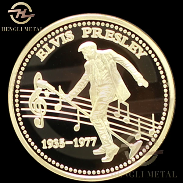 30 шт./лот 40 мм США певец 1935-1977 Elvis Presley Coin The King Of Rock N' Roll 24K золотой сувенир сборная