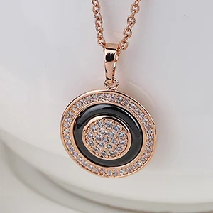 Black Rose Gold Женское винтажное ожерелье с кулоном из розового золота 585, модное керамическое ожерелье для женщин, элегантное ювелирное изделие, подарок - Окраска металла: Black Rose Gold