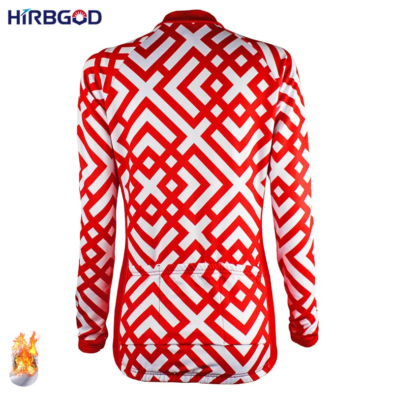 HIRBGOD Woman New Long Sleeve Cycling Jersey Winter Fleece Red Bike Clothing Warm Windproof MTB Bicycle Coat Jacket HK131 |
