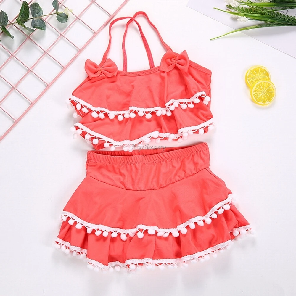 2018 детское летнее с милыми кисточками одежда 5 9 лет рюшами Купальники бикини