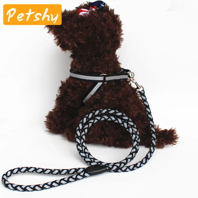 Petshy собака не тянуть Светоотражающие жгут поводок обучение прогулки Регулируемая Pet безопасности Lead поводки для маленький средний большой собаки