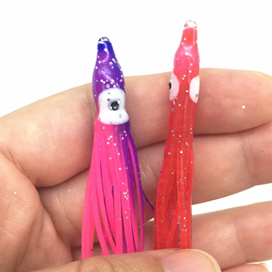 20Pcs*4cm/5cm/6cm/7cm Luminous Needle-shaped Squid Skirts Soft Octopus Baits Lures Tackle Craft for Jigging