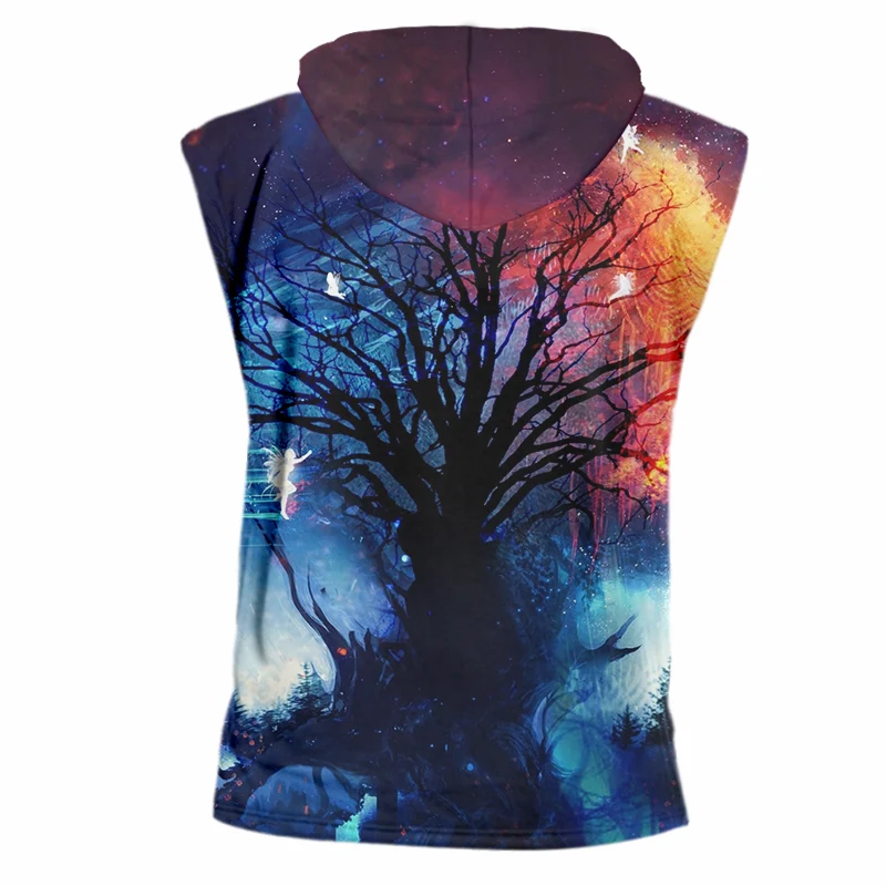 Мужская майка с капюшоном UJWI 2019 популярная Летняя Повседневная жилетка 3D принтом