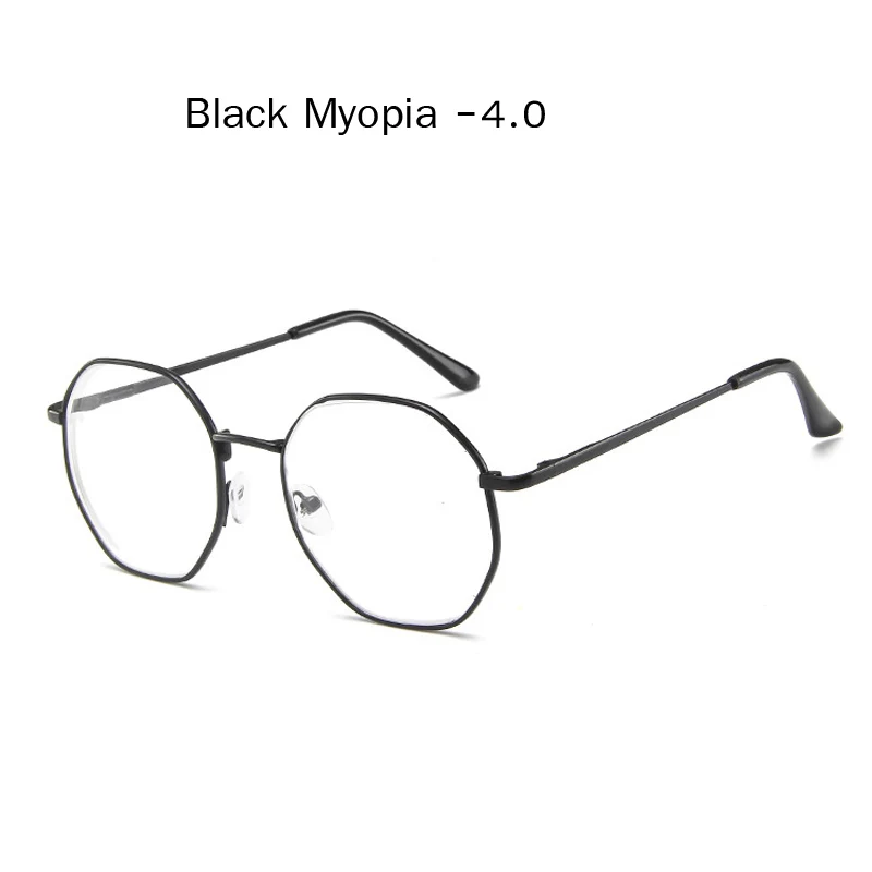 black myopia 4.0 Zilead, полигонные металлические очки для близорукости, для женщин и мужчин, прозрачные близорукие очки, очки для дальнозоркости с Diopter-1.0to-4.0 - Цвет оправы: black myopia 4.0