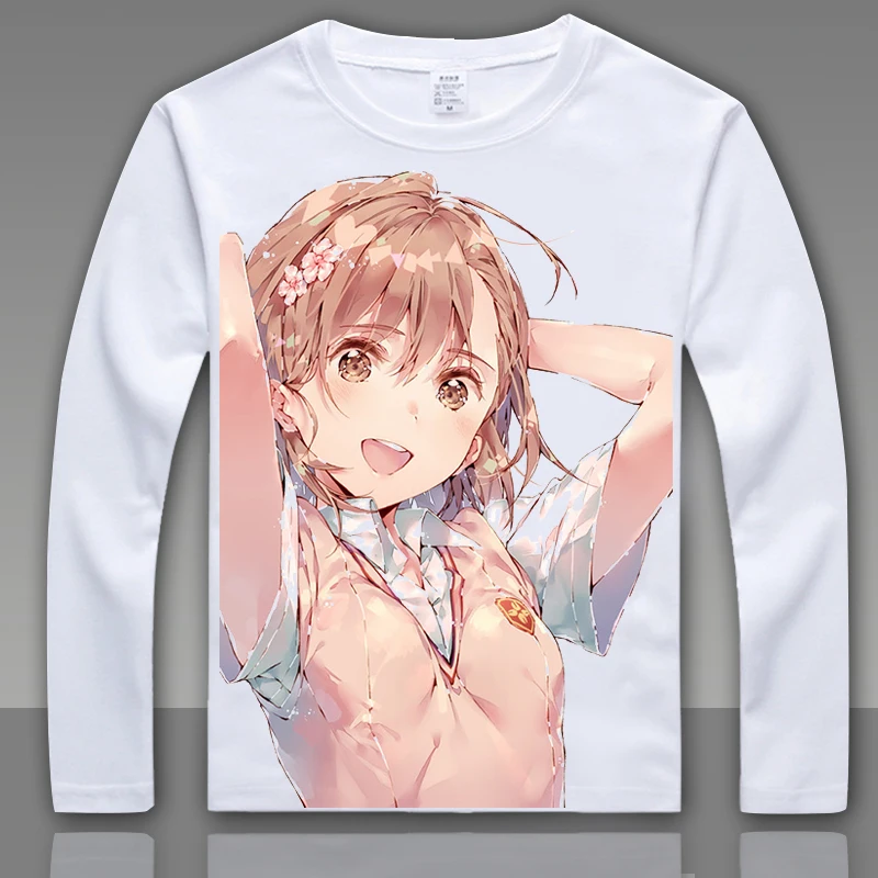 Модные некий научный рейлган футболка Misaka Mikoto косплей с длинным рукавом Футболка