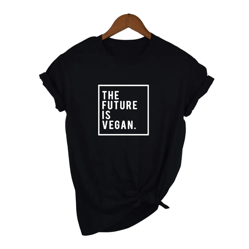 38H5-FSTBK- Future Is Vegan футболка женская с коротким рукавом модная облегающая женская футболка уличная футболка Harauku Tumblr цитаты одежда - Цвет: 38H5-FSTBK-