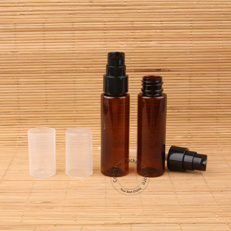 100 шт./лот оптовая продажа пластиковая янтарная бутылка с насосом для лосьона 30 мл