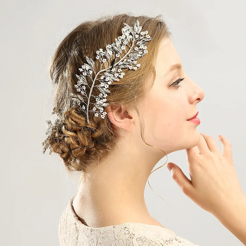 Silver Color Crystal Hair Jewelry Headband Tiara Wedding Band Headpieces Trendy Hairband Accessories Women Decoration | Украшения и