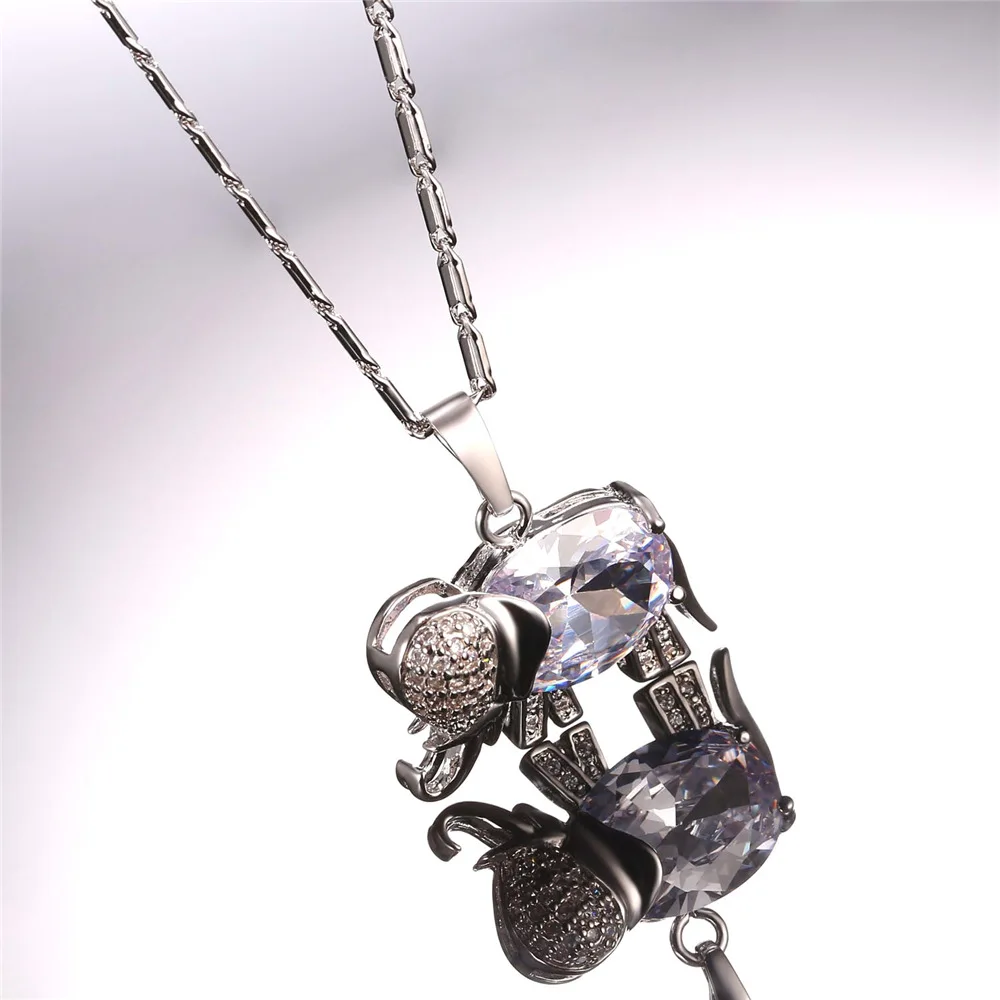 U7 Милый Слон Кулон С Цепочкой Ожерелье Для Женщин Ювелирные Изделия Подвеска