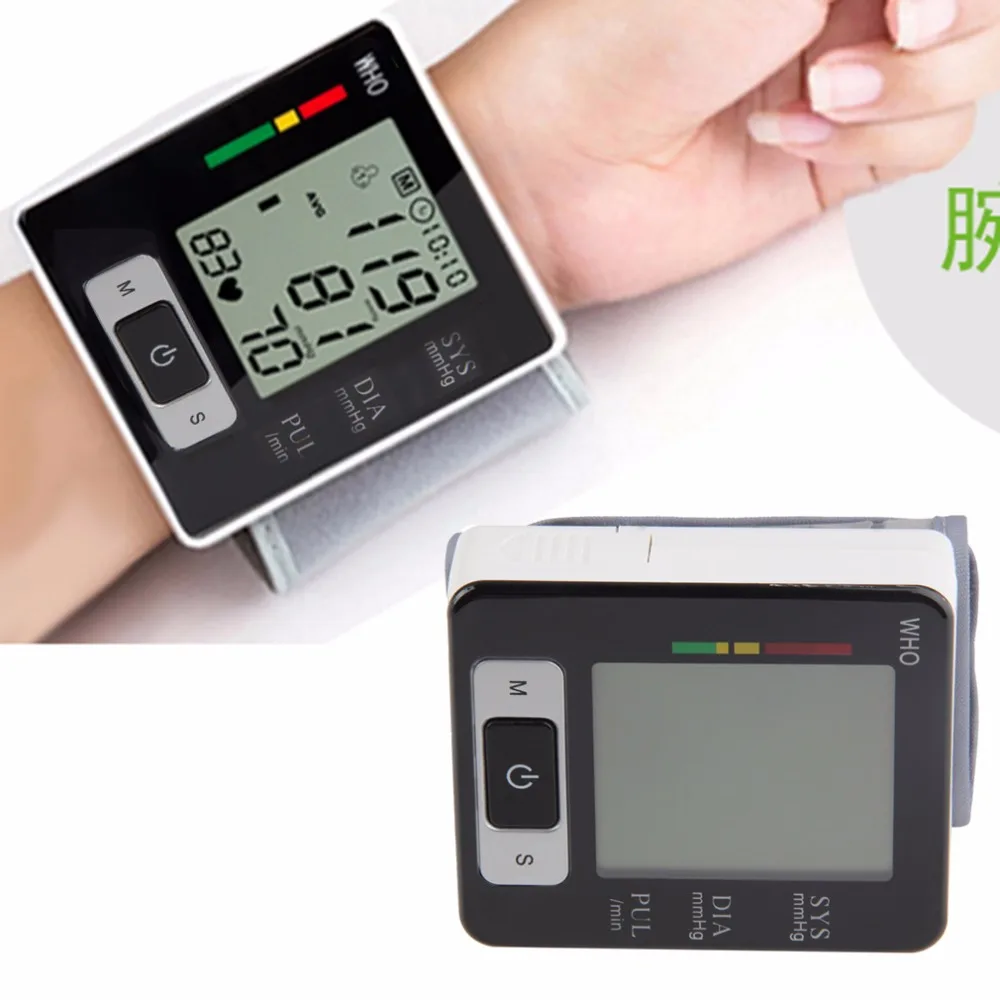 

Medical Automatic Wrist Blood Pressure Monitor Digital Heart Beat Meter LCD Screen Tonometer Sphygmomanometers pulsometer