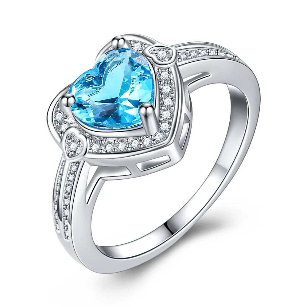Silver Ring silver 925 Fashion jewelry gift for woman sky blue heart QKWPJJEM | Украшения и аксессуары