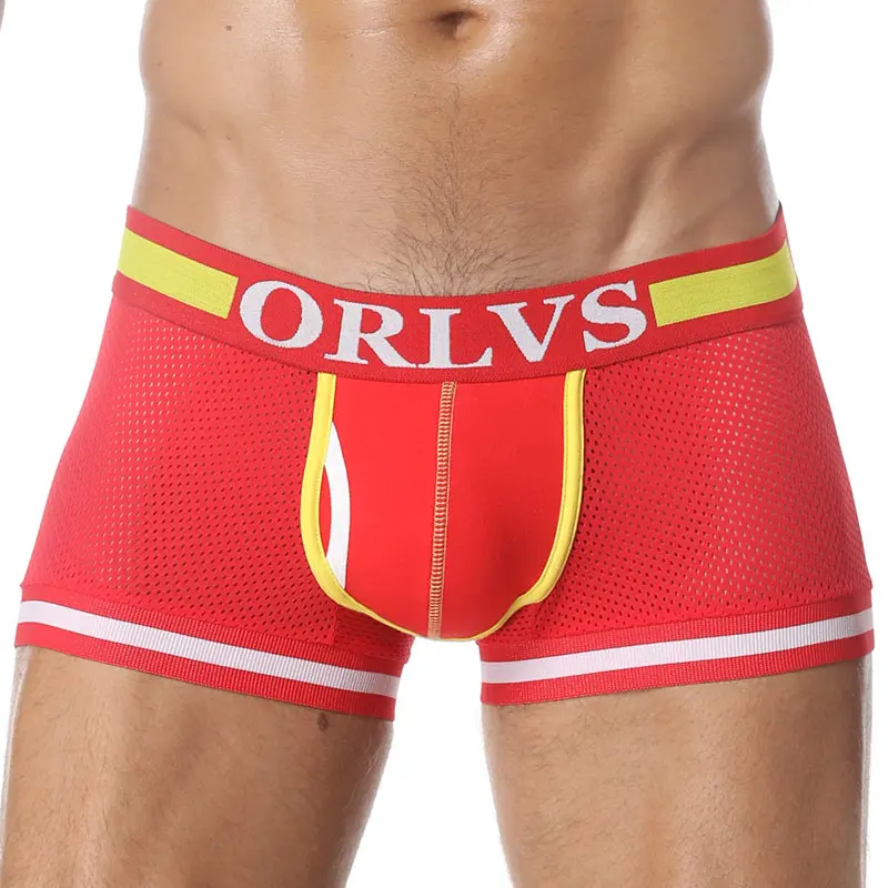ORLVS 2018 Panties Mens Underwear Mesh Boxers Cotton Boxer Men Breathable Shorts Plus Size Sexy | Мужская одежда