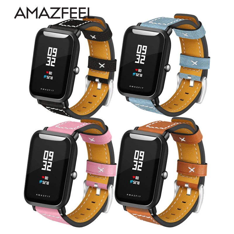 Ремешок кожаный для смарт часов Xiaomi Huami Amazfit PACE Stratos браслет 20 мм 22