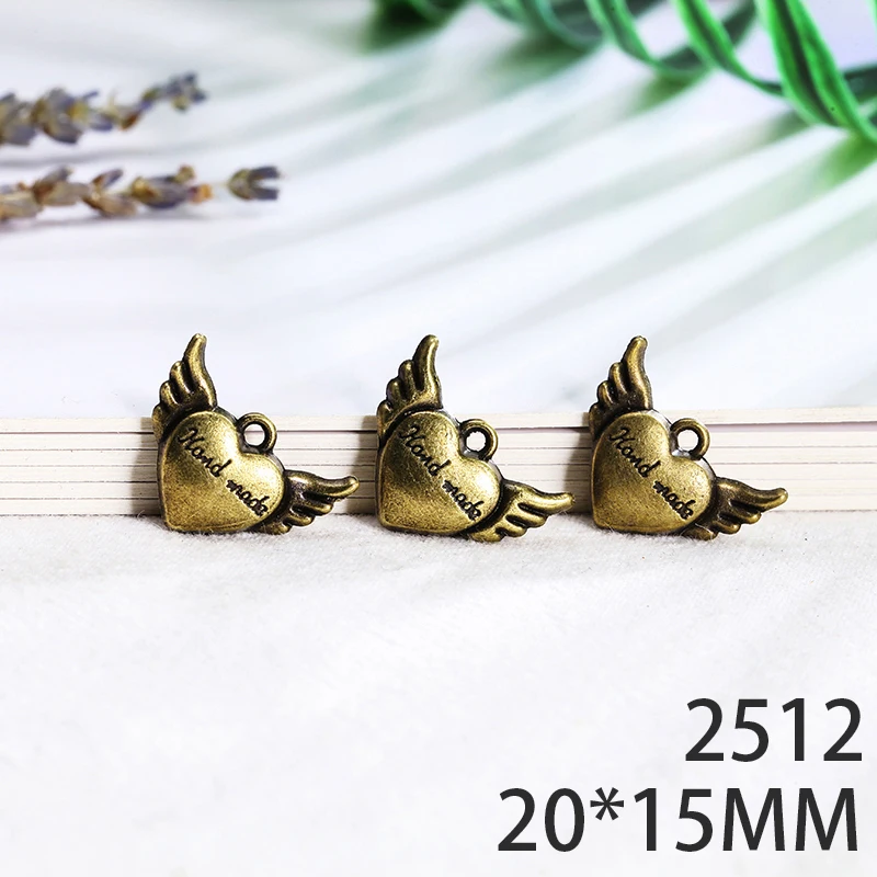 

20*15mm 4pcs Double-Sided Heart Wing Alloy Pendant For Diy Jewelry Making 2 Colors Antique Silver Antique Bronze No.2512