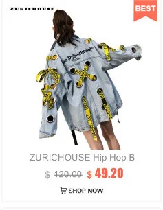 ZURICHOUSE Harajuku джинсовая куртка для женщин вышивка блестками патч винтажная уличная мода рваные женские джинсовые куртки пальто