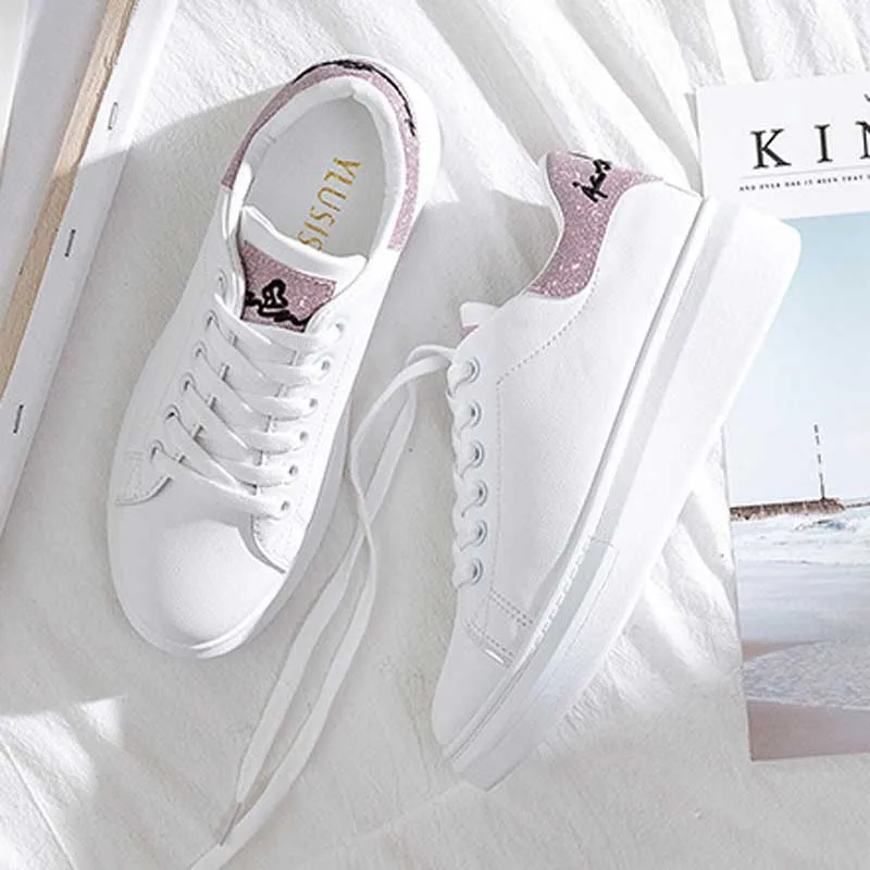 2019 женские кроссовки женская повседневная обувь модные белые с круглым носком
