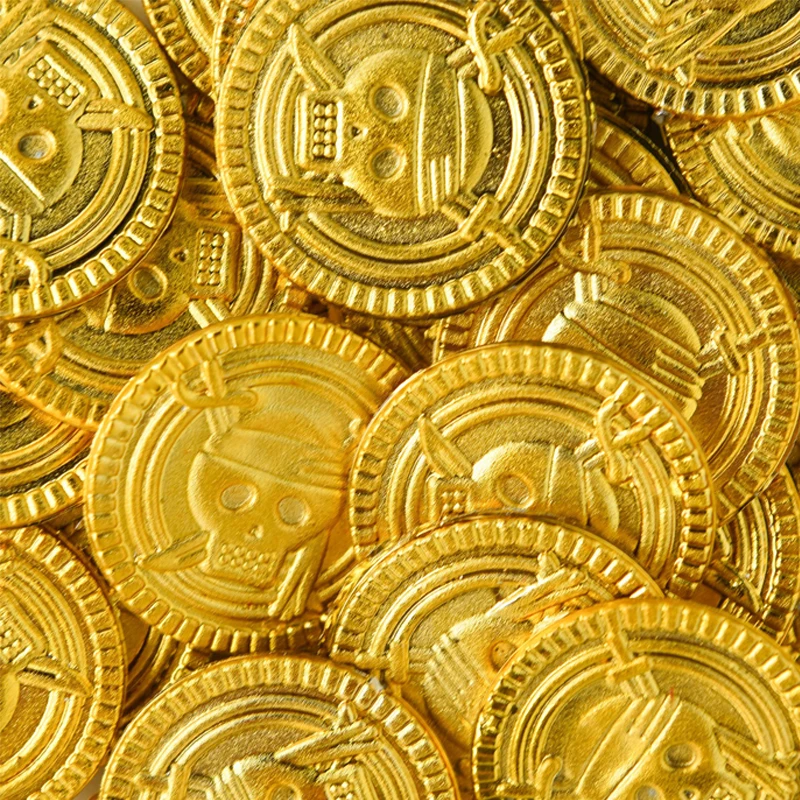 50 шт. симуляция пиратов золотые монеты цельная игра монета для детей Имитационные игрушки, принадлежности для вечеринок сокровища в виде монет интерактивные игры