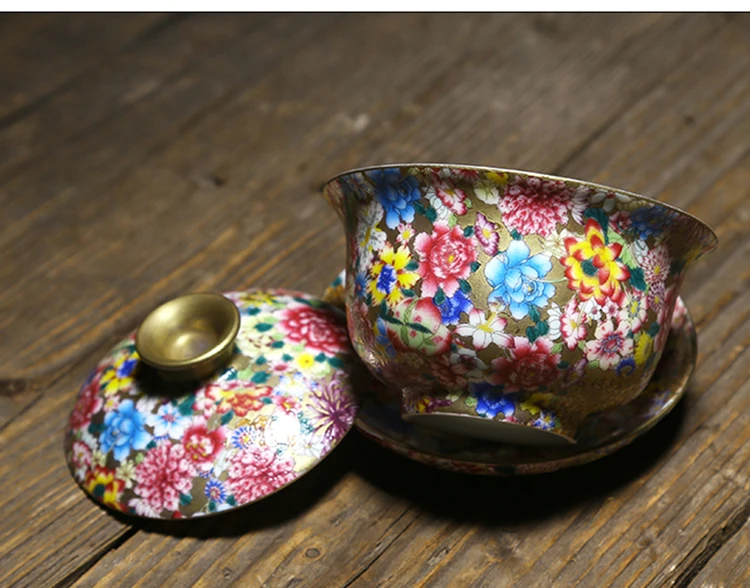 Бутик коллекция Gaiwan чайный набор кунг-фу цветы цвет эмаль керамика ремесла famile Роза фарфор чайная чаша чашка блюдце супница