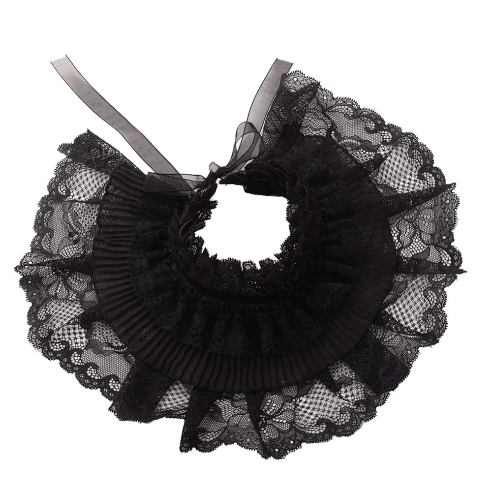Черный съемный кружевной воротник Складки Шеи Ruff|ruff|ruff collar |