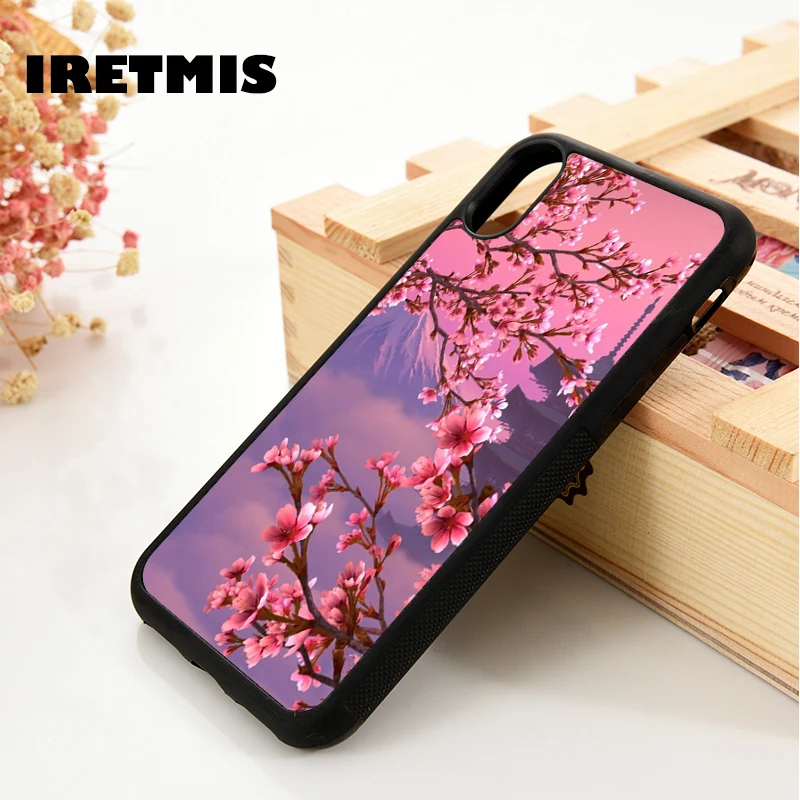 Iretmis 5 5S, SE, 6, 6S, силиконовый чехол для мобильного телефона чехол для iPhone 7 8 plus X Xs 11 Pro Max XR цветок Япония Сакура вишня в цвету красного цвета