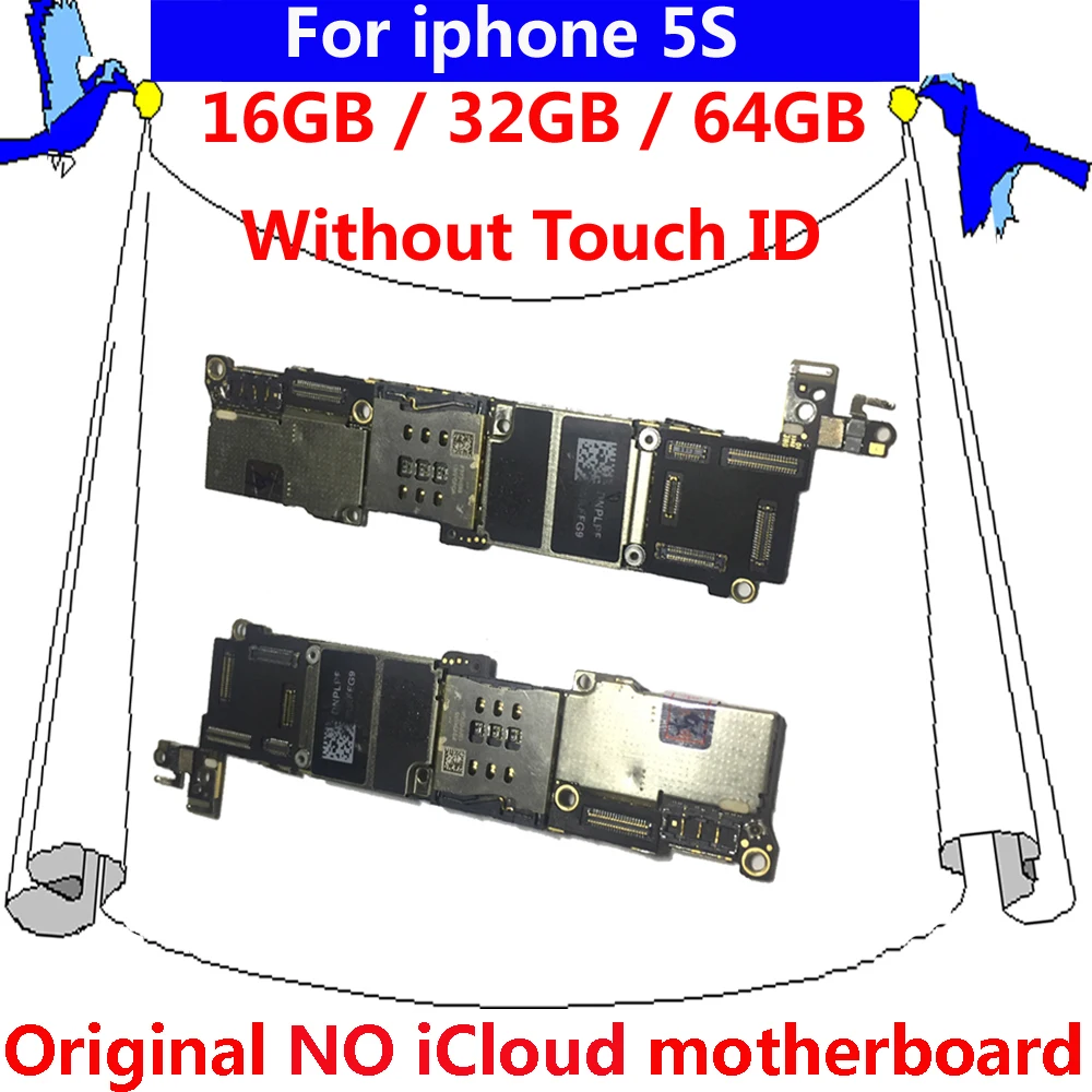 Бесплатный iCloud разблокировки материнская плата для iphone 5S 16 ГБ 32 64 IOS логическая
