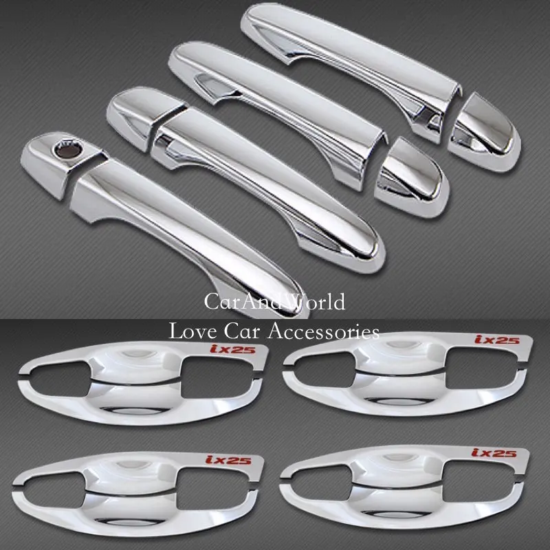 05 door handle bowl Для HYUNDAI ix25 Creta- дверная ручка отделка Боковая дверь чаша панель декоративная крышка АБС ХРОМ аксессуары для автомобиля - Цвет: 05 door handle bowl