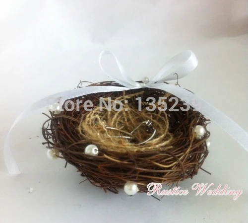 Подушка для носителя колец с бусинами коробка деревенская Свадебная рисунком