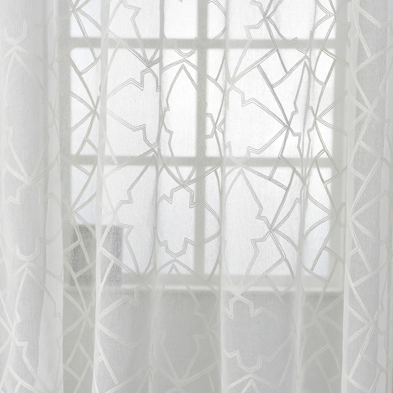 Ромбовидные геометрические тюлевые современные занавески s для спальни гостиной