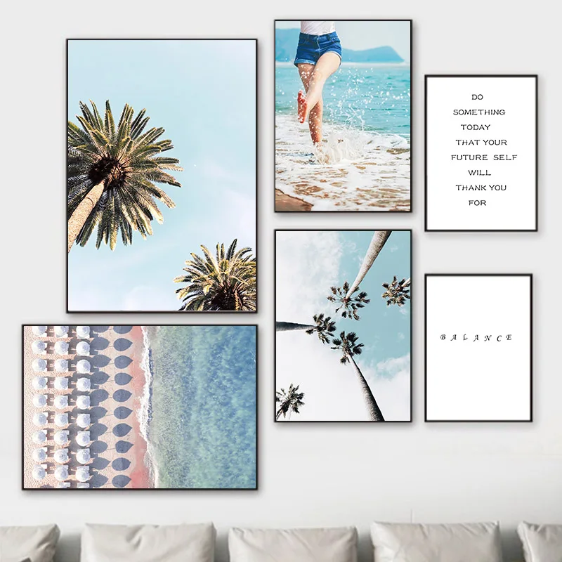 Настенные картины с кокосовой пальмой пляжными и морскими стенами настенные на