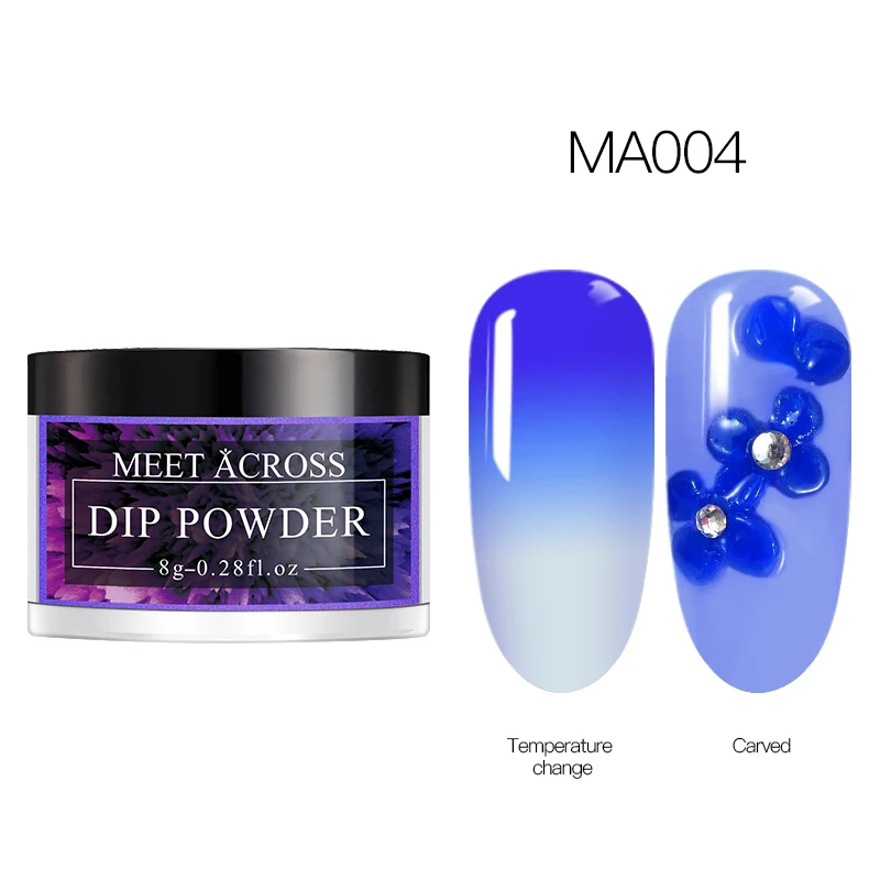 MEET ACROSS 8g Thermal Color Changing Dipping Nail Powder Temperature Change Acrylic Glitter Dust Pigment Natural Dry Decoration - Цвет: AS04102