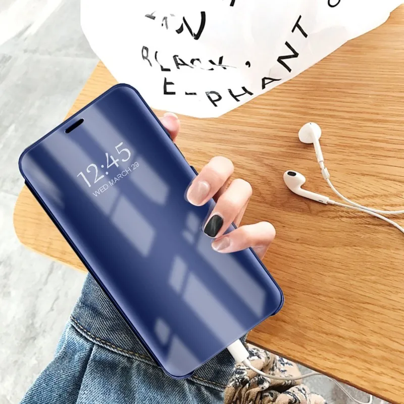 Зеркальный умный чехол для iPhone XS Max XR X прозрачный из искусственной кожи с