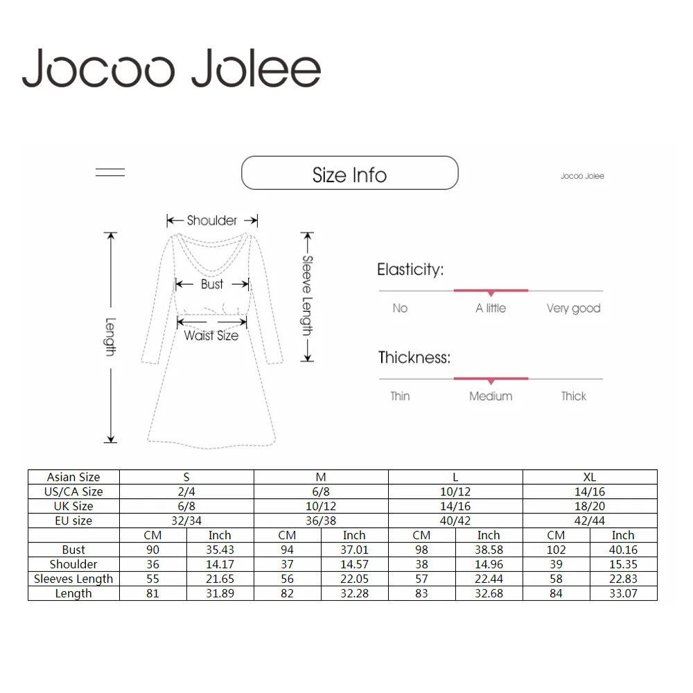 Женское теплое платье Jocoo Jolee однотонное повседневное Свободное с круглым