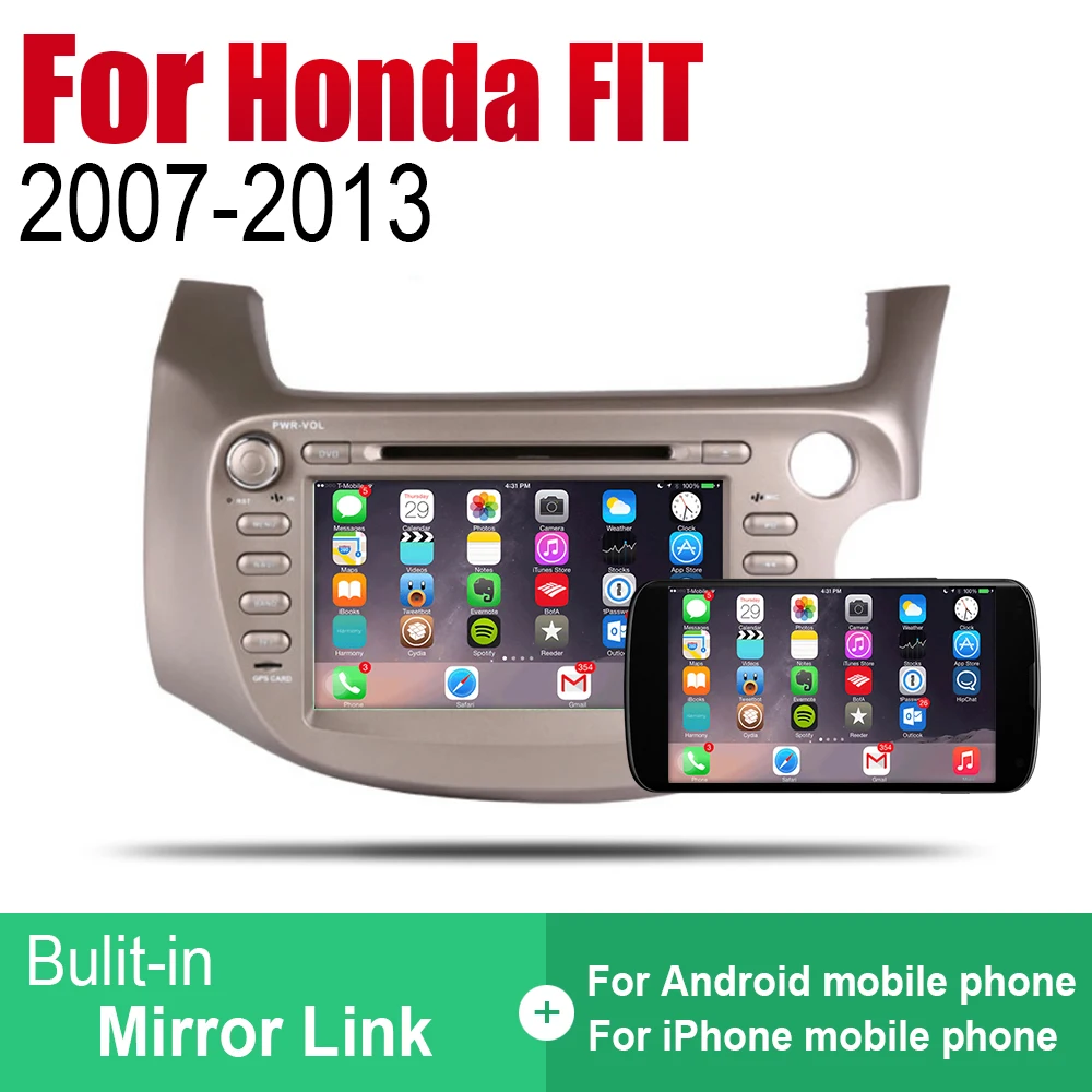 Автомобильная магнитола для Honda FIT JAZZ 2007 2008 2009 2010 2011 2012 2013 GPS Навигация BT система Map