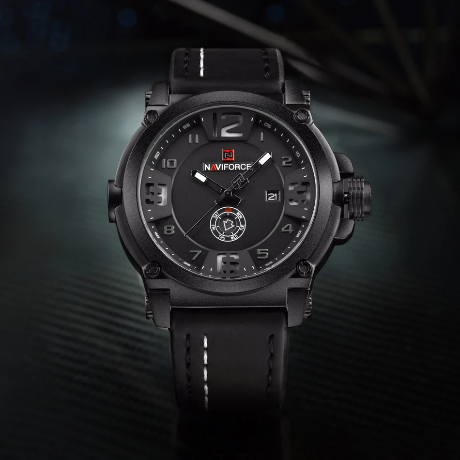 Топ люксовый бренд NAVIFORCE мужские спортивные часы кварцевые часы с кожаным ремешком Мужские Водонепроницаемые наручные часы relogio masculino 9099