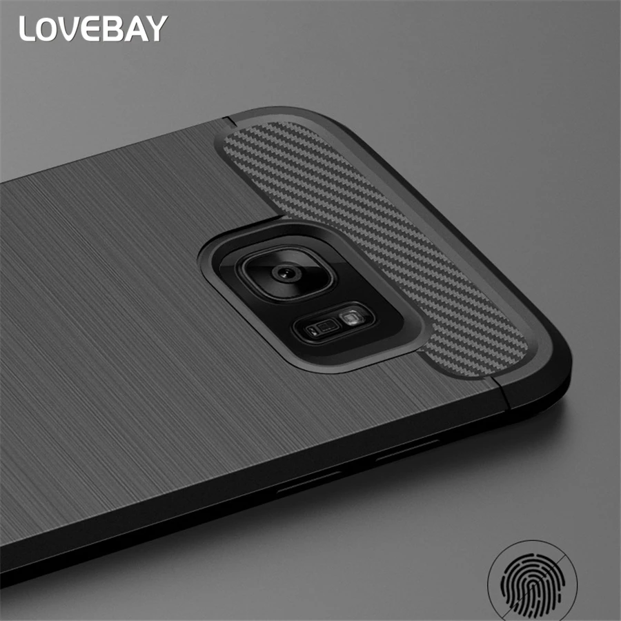 Shockproof Phone Case For Samsung Galaxy S6 Edge S7 S8 S9 Plus S10 S10E Carbon Fiber TPU Drawing |