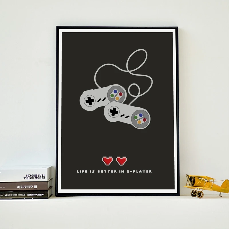 Плакаты для геймеров Life is better in 2 современные минималистичные игровые котировки
